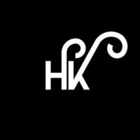 création de logo de lettre hk sur fond noir. hk concept de logo de lettre initiales créatives. conception de lettre hh. conception de lettre hk blanche sur fond noir. hk, hk logo vecteur