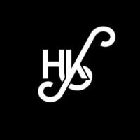 création de logo de lettre hk sur fond noir. hk concept de logo de lettre initiales créatives. conception de lettre hh. conception de lettre hk blanche sur fond noir. hk, hk logo vecteur