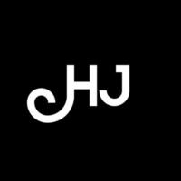 création de logo de lettre hj sur fond noir. hj concept de logo de lettre initiales créatives. conception de lettre hj. hj conception de lettre blanche sur fond noir. hj, hj logo vecteur