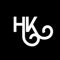 création de logo de lettre hk sur fond noir. hk concept de logo de lettre initiales créatives. conception de lettre hh. conception de lettre hk blanche sur fond noir. hk, hk logo vecteur