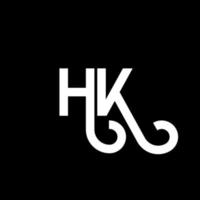 création de logo de lettre hk sur fond noir. hk concept de logo de lettre initiales créatives. conception de lettre hh. conception de lettre hk blanche sur fond noir. hk, hk logo vecteur