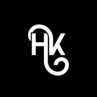 création de logo de lettre hk sur fond noir. hk concept de logo de lettre initiales créatives. conception de lettre hh. conception de lettre hk blanche sur fond noir. hk, hk logo vecteur