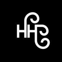 création de logo de lettre hh sur fond noir. hh concept de logo de lettre initiales créatives. conception de lettre hh. hh lettre blanche sur fond noir. hh, hh logo vecteur