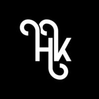 création de logo de lettre hk sur fond noir. hk concept de logo de lettre initiales créatives. conception de lettre hh. conception de lettre hk blanche sur fond noir. hk, hk logo vecteur