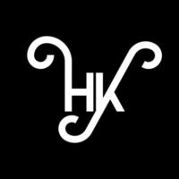 création de logo de lettre hk sur fond noir. hk concept de logo de lettre initiales créatives. conception de lettre hh. conception de lettre hk blanche sur fond noir. hk, hk logo vecteur