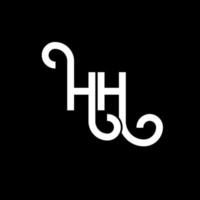 création de logo de lettre hh sur fond noir. hh concept de logo de lettre initiales créatives. conception de lettre hh. hh lettre blanche sur fond noir. hh, hh logo vecteur