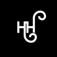 création de logo de lettre hh sur fond noir. hh concept de logo de lettre initiales créatives. conception de lettre hh. hh lettre blanche sur fond noir. hh, hh logo vecteur