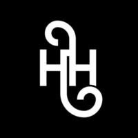 création de logo de lettre hh sur fond noir. hh concept de logo de lettre initiales créatives. conception de lettre hh. hh lettre blanche sur fond noir. hh, hh logo vecteur