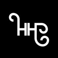 création de logo de lettre hh sur fond noir. hh concept de logo de lettre initiales créatives. conception de lettre hh. hh lettre blanche sur fond noir. hh, hh logo vecteur