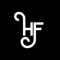 création de logo de lettre hf sur fond noir. concept de logo de lettre initiales créatives hf. conception de lettre hf. conception de lettre hf blanche sur fond noir. hf, logo hf vecteur