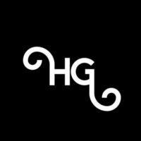 création de logo de lettre hg sur fond noir. hg concept de logo de lettre initiales créatives. conception de lettre hg. hg lettre blanche sur fond noir. hg, hg logo vecteur