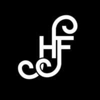 création de logo de lettre hf sur fond noir. concept de logo de lettre initiales créatives hf. conception de lettre hf. conception de lettre hf blanche sur fond noir. hf, logo hf vecteur