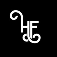 création de logo de lettre hf sur fond noir. concept de logo de lettre initiales créatives hf. conception de lettre hf. conception de lettre hf blanche sur fond noir. hf, logo hf vecteur