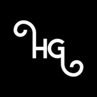 création de logo de lettre hg sur fond noir. hg concept de logo de lettre initiales créatives. conception de lettre hg. hg lettre blanche sur fond noir. hg, hg logo vecteur