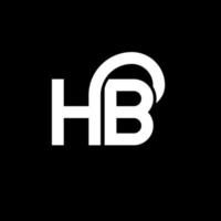 création de logo de lettre hb sur fond noir. concept de logo de lettre initiales créatives hb. conception de lettre hb. conception de lettre hb blanche sur fond noir. hb, logo hb vecteur