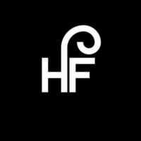 création de logo de lettre hf sur fond noir. concept de logo de lettre initiales créatives hf. conception de lettre hf. conception de lettre hf blanche sur fond noir. hf, logo hf vecteur