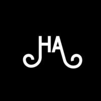 création de logo de lettre ha sur fond noir. ha concept de logo de lettre initiales créatives. conception de lettre ha. ha conception de lettre blanche sur fond noir. ha, ha logo vecteur