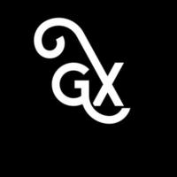 création de logo de lettre gx sur fond noir. concept de logo de lettre initiales créatives gx. conception de lettre gx. conception de lettre blanche gx sur fond noir. gx, logo gx vecteur