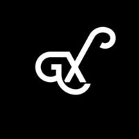 création de logo de lettre gx sur fond noir. concept de logo de lettre initiales créatives gx. conception de lettre gx. conception de lettre blanche gx sur fond noir. gx, logo gx vecteur