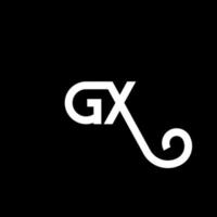 création de logo de lettre gx sur fond noir. concept de logo de lettre initiales créatives gx. conception de lettre gx. conception de lettre blanche gx sur fond noir. gx, logo gx vecteur