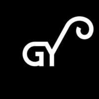 création de logo de lettre gy sur fond noir. concept de logo de lettre initiales créatives gy. conception de lettre gy. conception de lettre blanche gy sur fond noir. gy, gy logo vecteur