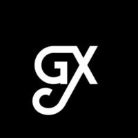 création de logo de lettre gx sur fond noir. concept de logo de lettre initiales créatives gx. conception de lettre gx. conception de lettre blanche gx sur fond noir. gx, logo gx vecteur