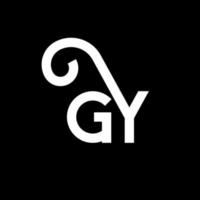 création de logo de lettre gy sur fond noir. concept de logo de lettre initiales créatives gy. conception de lettre gy. conception de lettre blanche gy sur fond noir. gy, gy logo vecteur