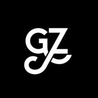 création de logo de lettre gz sur fond noir. concept de logo de lettre initiales créatives gz. conception de lettre gz. gz conception de lettre blanche sur fond noir. gz, logo gz vecteur