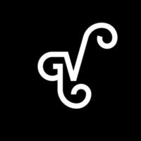 création de logo de lettre gv sur fond noir. concept de logo de lettre initiales créatives gv. conception de lettre gv. conception de lettre gv blanc sur fond noir. gv, logo gv vecteur