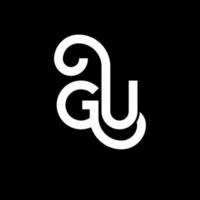 création de logo de lettre gu sur fond noir. concept de logo de lettre initiales créatives gu. conception de lettre gu. gu lettre blanche sur fond noir. gu, gu logo vecteur