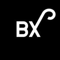 création de logo de lettre bx sur fond noir. concept de logo de lettre initiales créatives bx. conception de lettre bx. bx lettre blanche sur fond noir. bx, logo bx vecteur