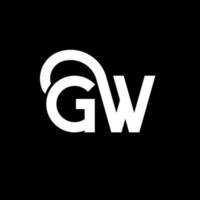 création de logo de lettre gw sur fond noir. concept de logo de lettre initiales créatives gw. conception de lettre gw. gw conception de lettre blanche sur fond noir. gw, gw logo vecteur