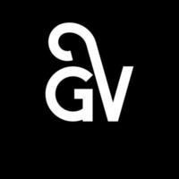 création de logo de lettre gv sur fond noir. concept de logo de lettre initiales créatives gv. conception de lettre gv. conception de lettre gv blanc sur fond noir. gv, logo gv vecteur