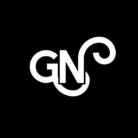 création de logo de lettre gn sur fond noir. concept de logo de lettre initiales créatives gn. conception de lettre gn. conception de lettre blanche gn sur fond noir. gn, gn logo vecteur