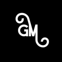 création de logo de lettre gm sur fond noir. concept de logo de lettre initiales créatives gm. conception de lettre gm. conception de lettre gm blanc sur fond noir. gm, gm logo vecteur