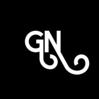 création de logo de lettre gn sur fond noir. concept de logo de lettre initiales créatives gn. conception de lettre gn. conception de lettre blanche gn sur fond noir. gn, gn logo vecteur