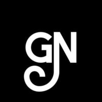 création de logo de lettre gn sur fond noir. concept de logo de lettre initiales créatives gn. conception de lettre gn. conception de lettre blanche gn sur fond noir. gn, gn logo vecteur