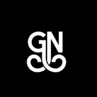 création de logo de lettre gn sur fond noir. concept de logo de lettre initiales créatives gn. conception de lettre gn. conception de lettre blanche gn sur fond noir. gn, gn logo vecteur