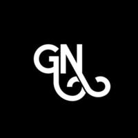 création de logo de lettre gn sur fond noir. concept de logo de lettre initiales créatives gn. conception de lettre gn. conception de lettre blanche gn sur fond noir. gn, gn logo vecteur