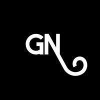 création de logo de lettre gn sur fond noir. concept de logo de lettre initiales créatives gn. conception de lettre gn. conception de lettre blanche gn sur fond noir. gn, gn logo vecteur