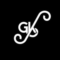 création de logo de lettre gk sur fond noir. concept de logo de lettre initiales créatives gk. conception de lettre gk. conception de lettre blanche gk sur fond noir. gk, logo gk vecteur