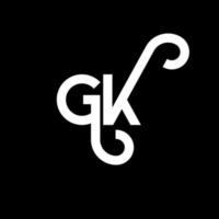 création de logo de lettre gk sur fond noir. concept de logo de lettre initiales créatives gk. conception de lettre gk. conception de lettre blanche gk sur fond noir. gk, logo gk vecteur