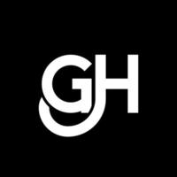 création de logo de lettre gh sur fond noir. concept de logo de lettre initiales créatives gh. conception de lettre gh. gh conception de lettre blanche sur fond noir. gh, gh logo vecteur