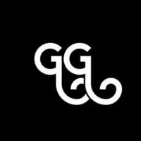 création de logo de lettre gg sur fond noir. concept de logo de lettre initiales créatives gg. conception de lettre gg. gg lettre blanche sur fond noir. gg, logo gg vecteur