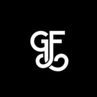 création de logo de lettre gf sur fond noir. concept de logo de lettre initiales créatives gf. conception de lettre gf. conception de lettre blanche gf sur fond noir. gf, gf logo vecteur