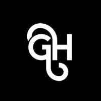 création de logo de lettre gh sur fond noir. concept de logo de lettre initiales créatives gh. conception de lettre gh. gh conception de lettre blanche sur fond noir. gh, gh logo vecteur