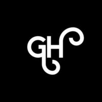 création de logo de lettre gh sur fond noir. concept de logo de lettre initiales créatives gh. conception de lettre gh. gh conception de lettre blanche sur fond noir. gh, gh logo vecteur