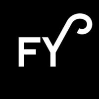 création de logo de lettre fy sur fond noir. concept de logo de lettre initiales créatives fy. conception de lettre fy. conception de lettre blanche fy sur fond noir. fy, fy logo vecteur