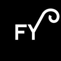 création de logo de lettre fy sur fond noir. concept de logo de lettre initiales créatives fy. conception de lettre fy. conception de lettre blanche fy sur fond noir. fy, fy logo vecteur