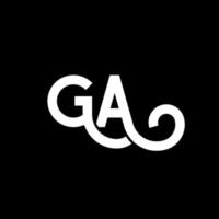 création de logo de lettre ga sur fond noir. concept de logo de lettre initiales créatives ga. conception de lettre ga. conception de lettre blanche ga sur fond noir. ga, ga logo vecteur